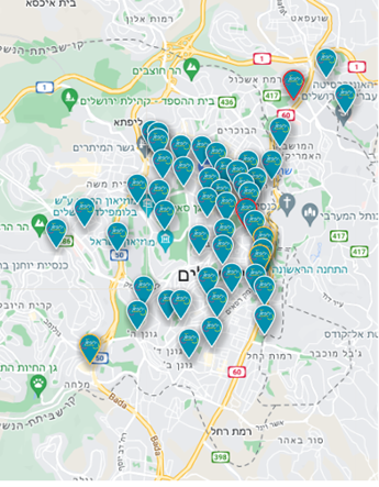 מפת התחנות בעיר ירושלים