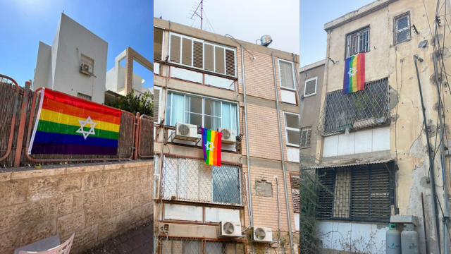 דגלי גאווה בבתים בבאר שבע. אקט תמיכה לאחר האיום שהשמיע תושב באר שבע